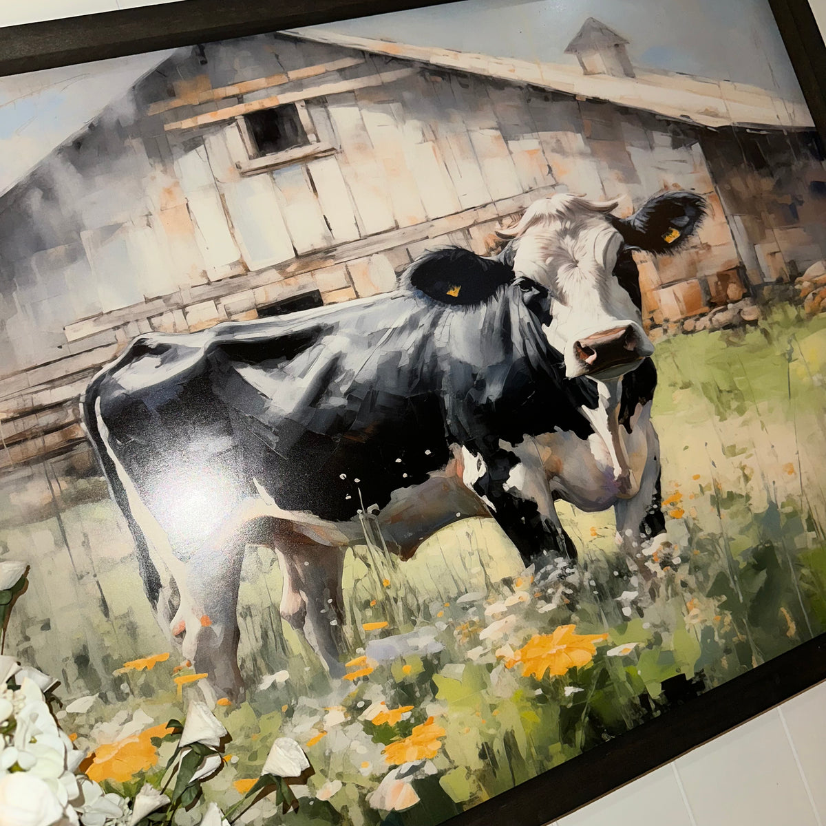 Spring Cow &amp; Barn Scene | Wall Art