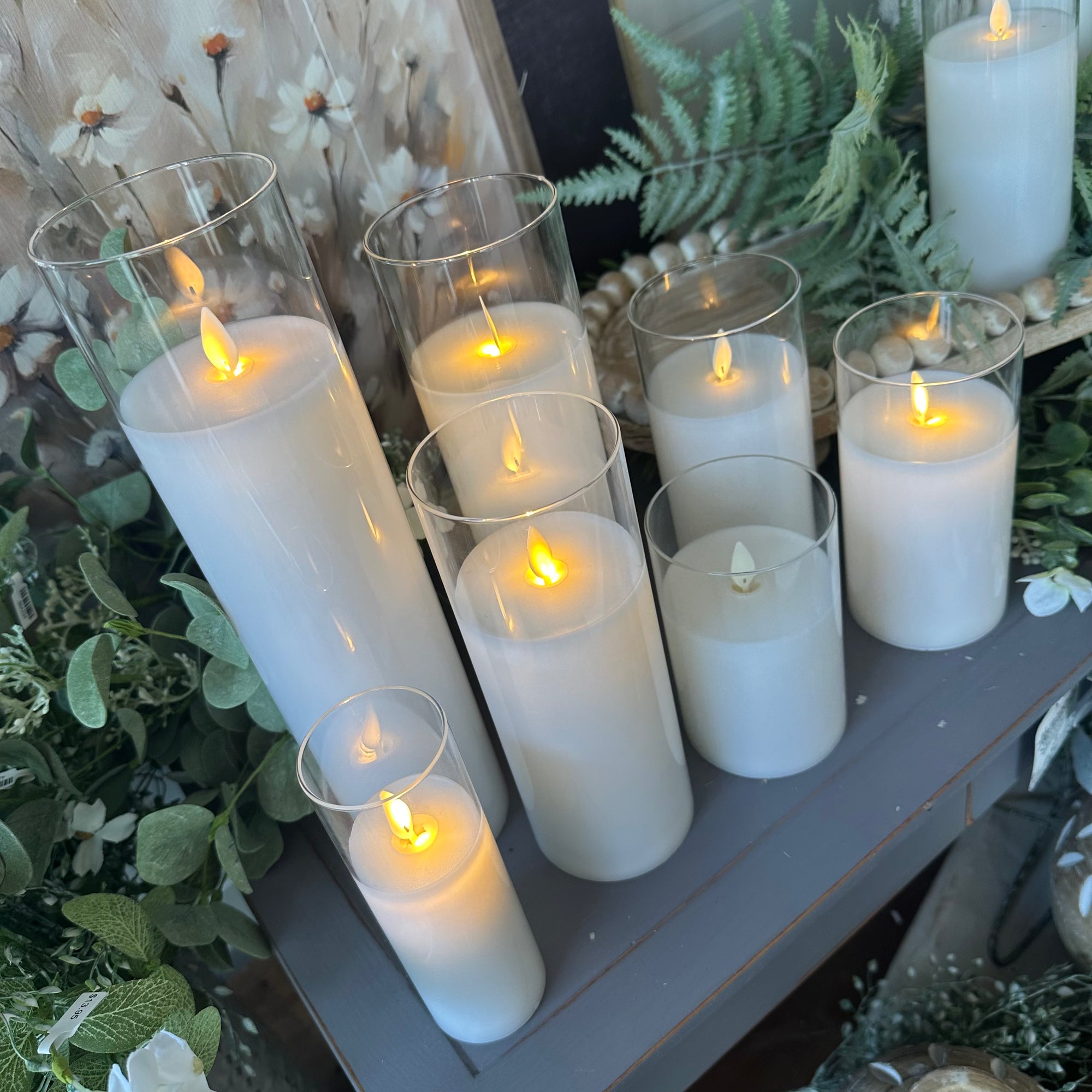 Glass Vase Candle | Farmhouse White | Battery Operated