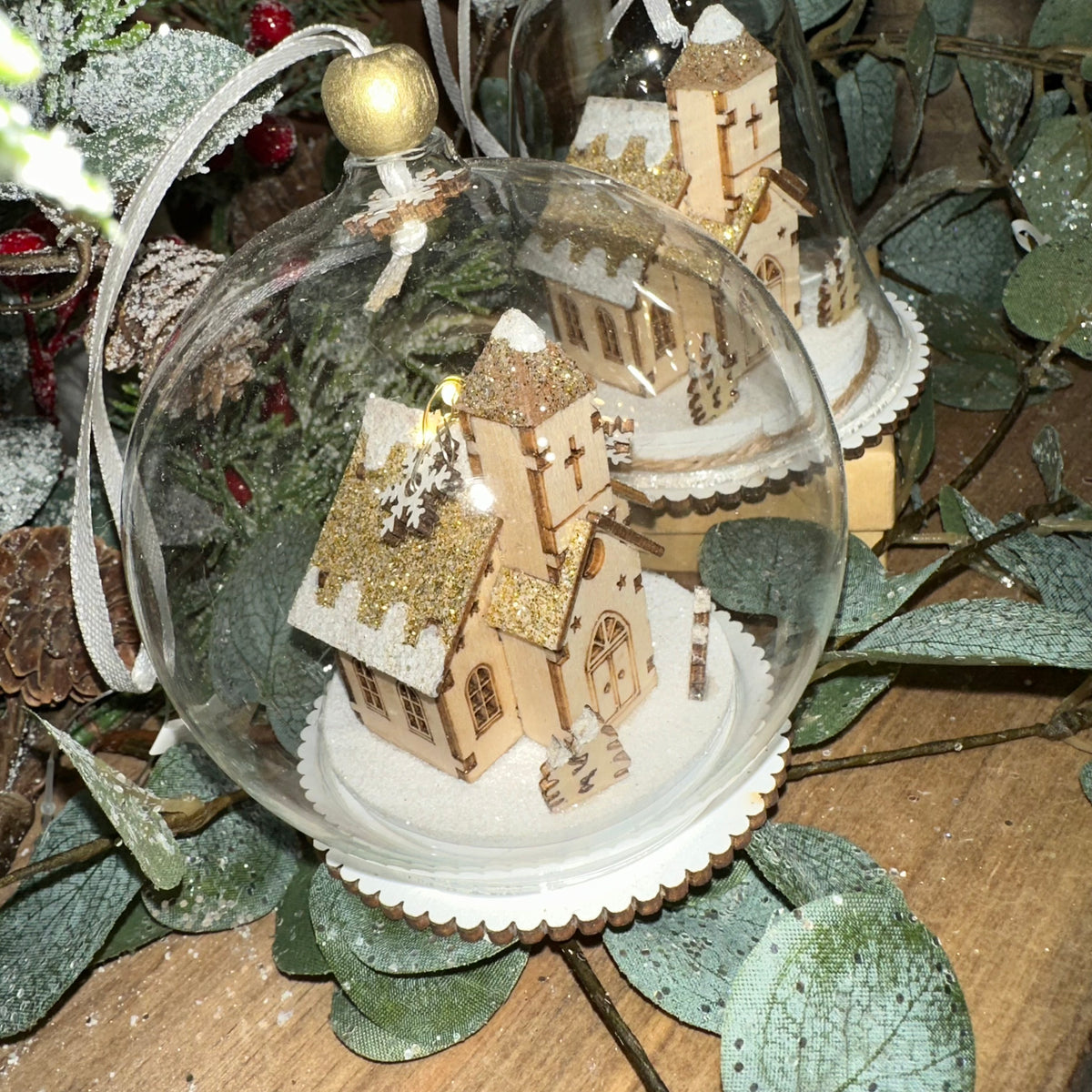 Lighted Winter Scene Dome Ornament | Battery Operated