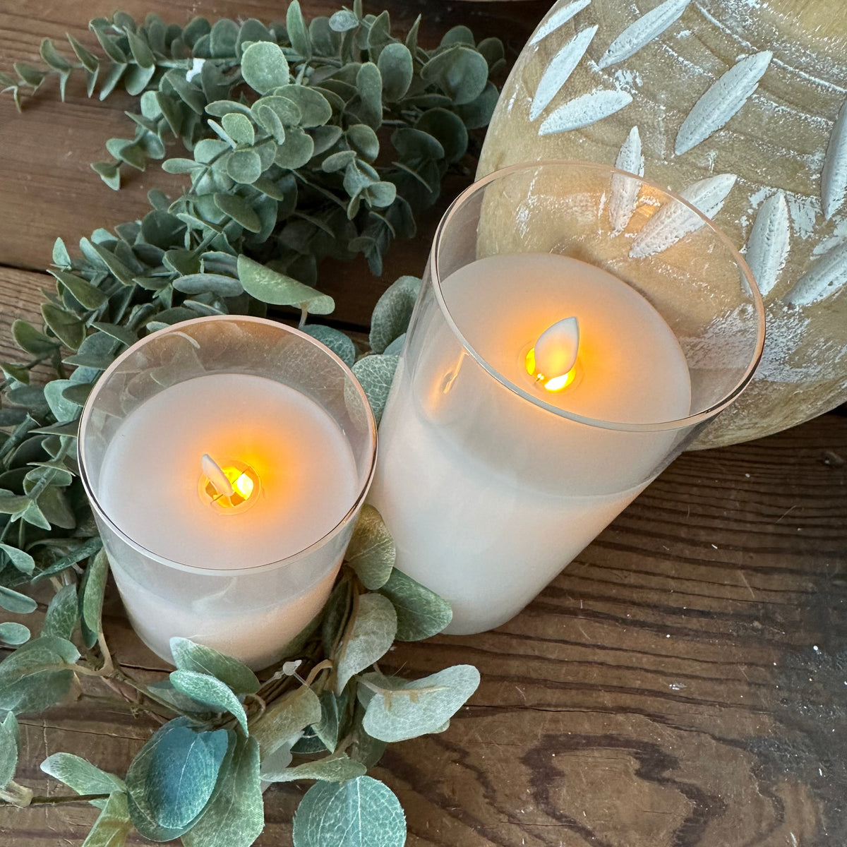 Glass Vase Candle | Cream | Battery Operated