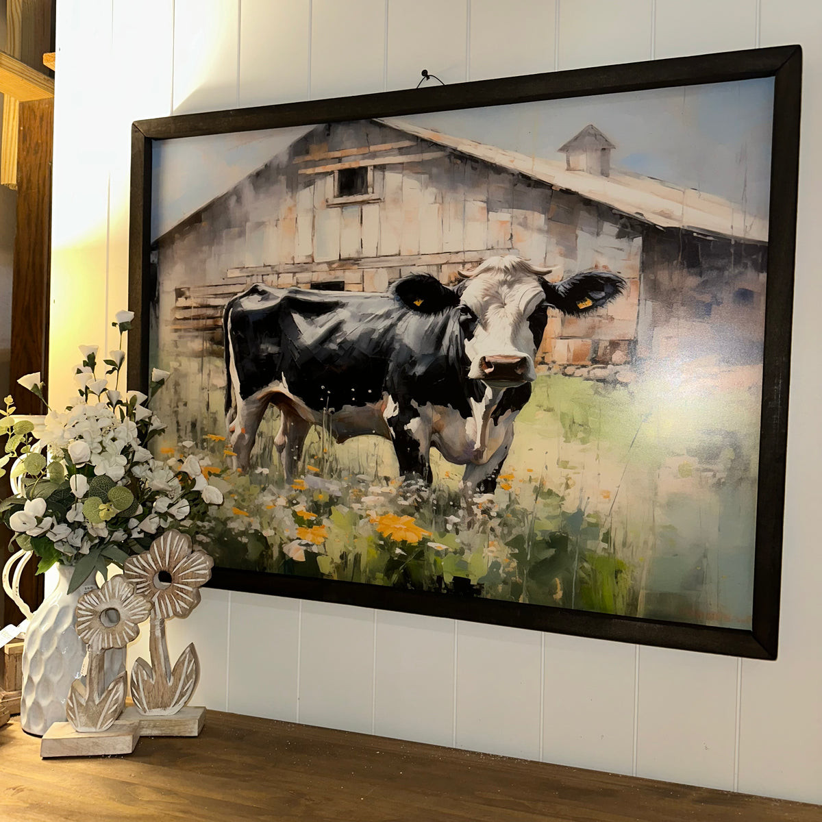 Spring Cow &amp; Barn Scene | Wall Art