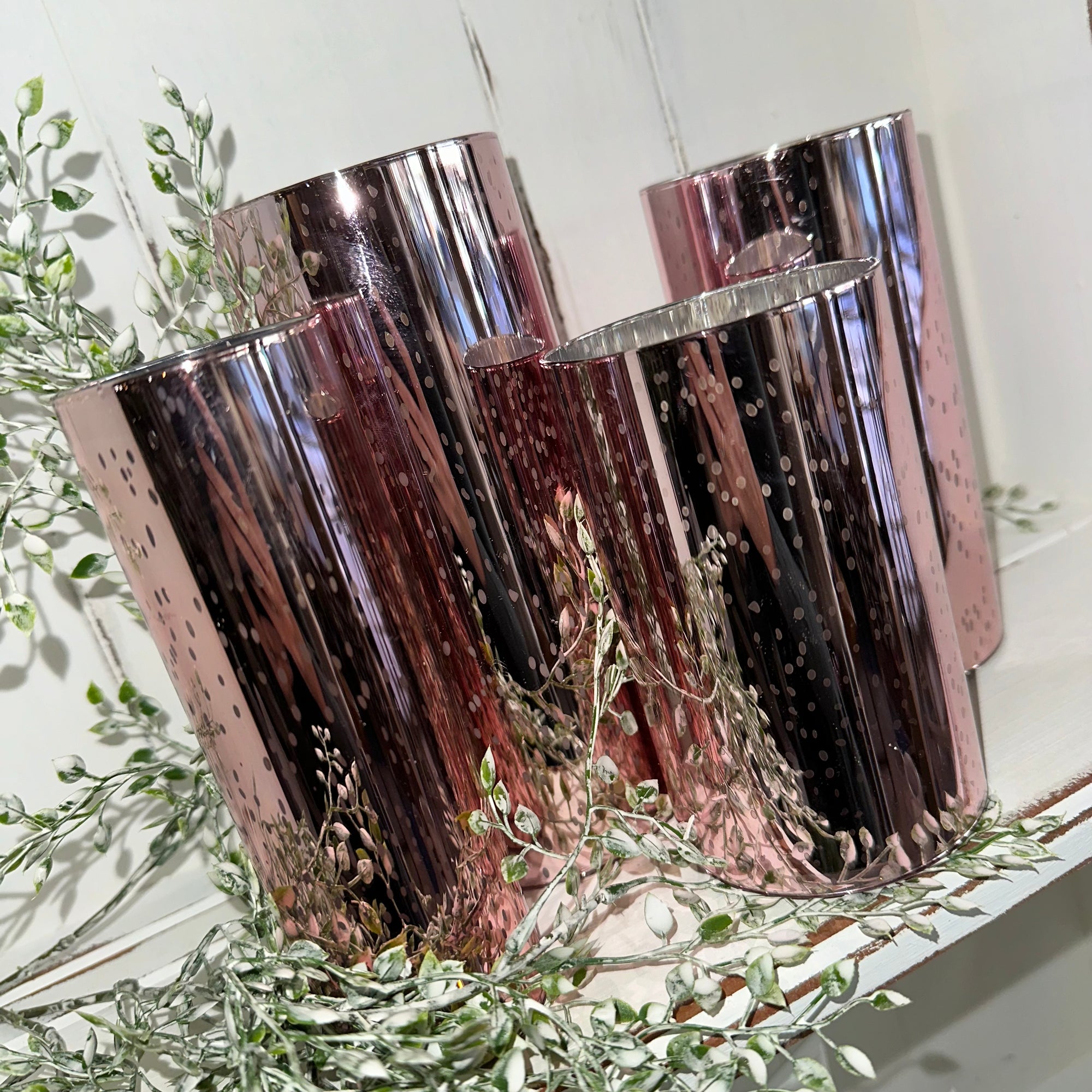 Glass Vase Candle | Pink Mercury | Battery Operated