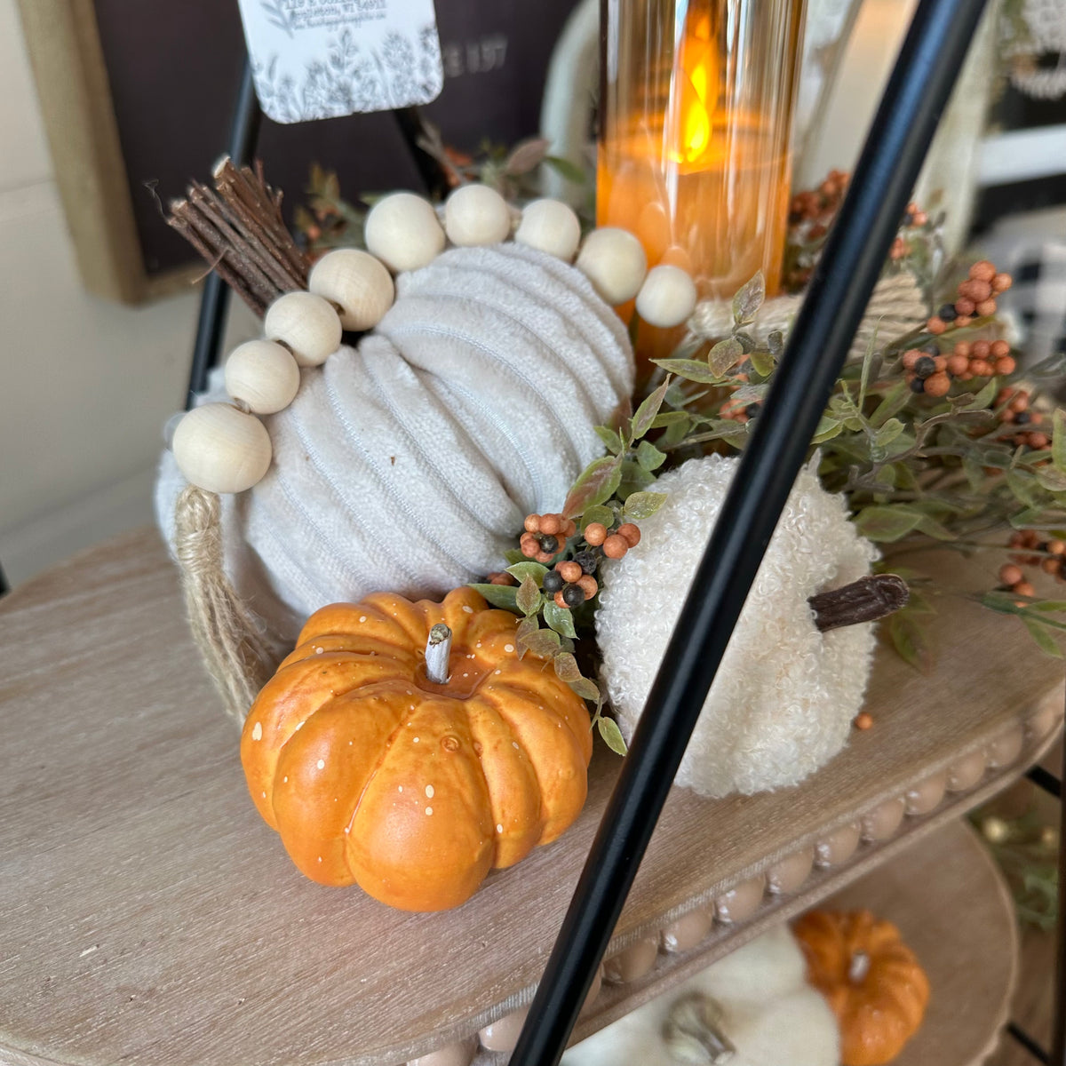 Tiered Tray Pumpkin &amp; Candle Setting | Autumn Tabletop Display
