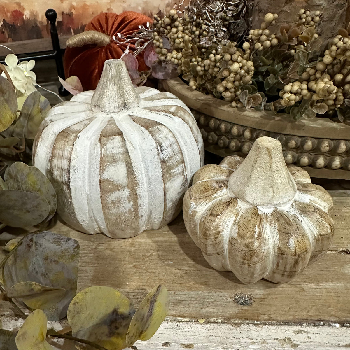 Carved Wood Pumpkin