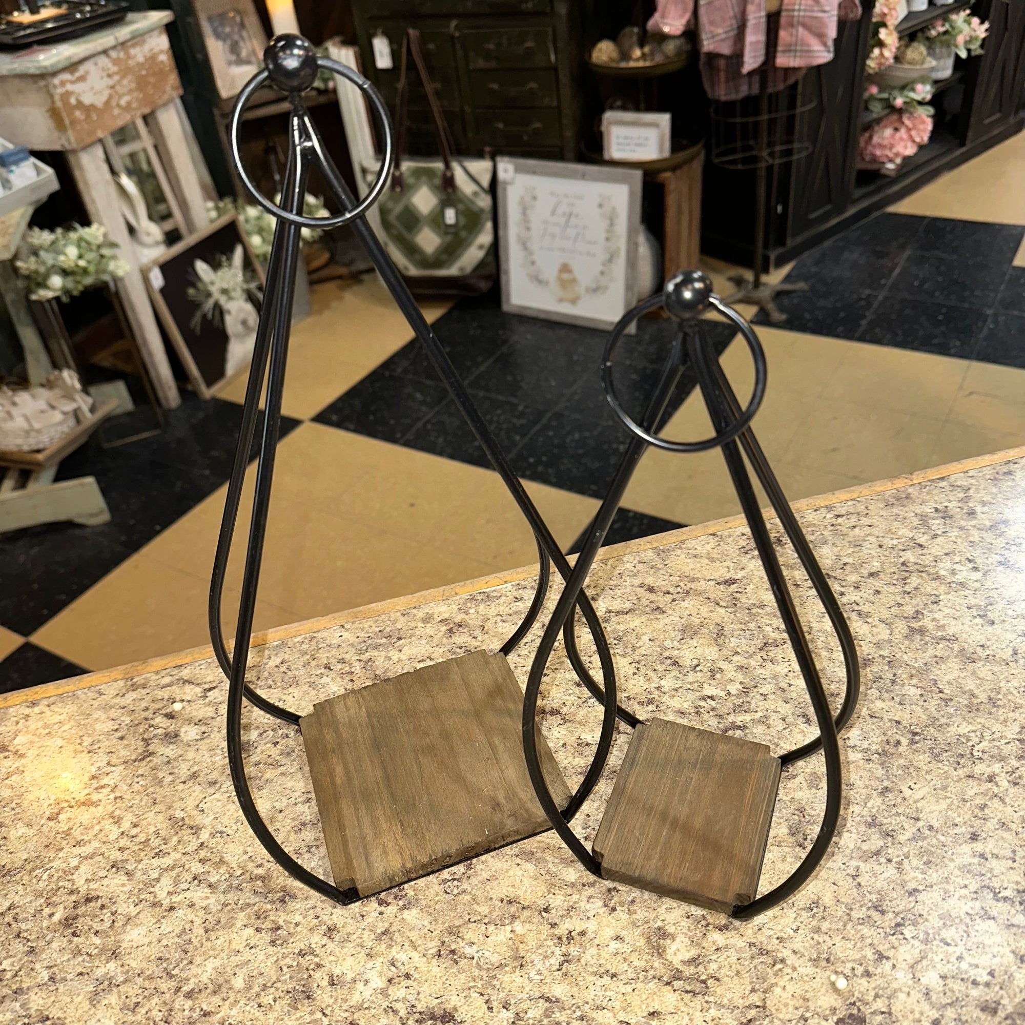 Teardrop Metal & Wood Industrial Lantern