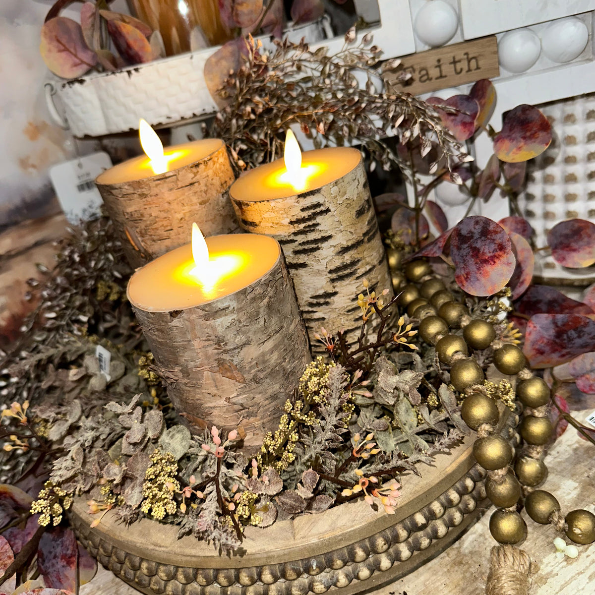 Flicker Flame Candle | Birch | Battery Operated | 5,6,7&quot;