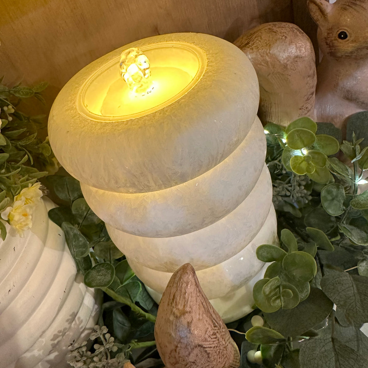 Candle Fountain | White Stone Look