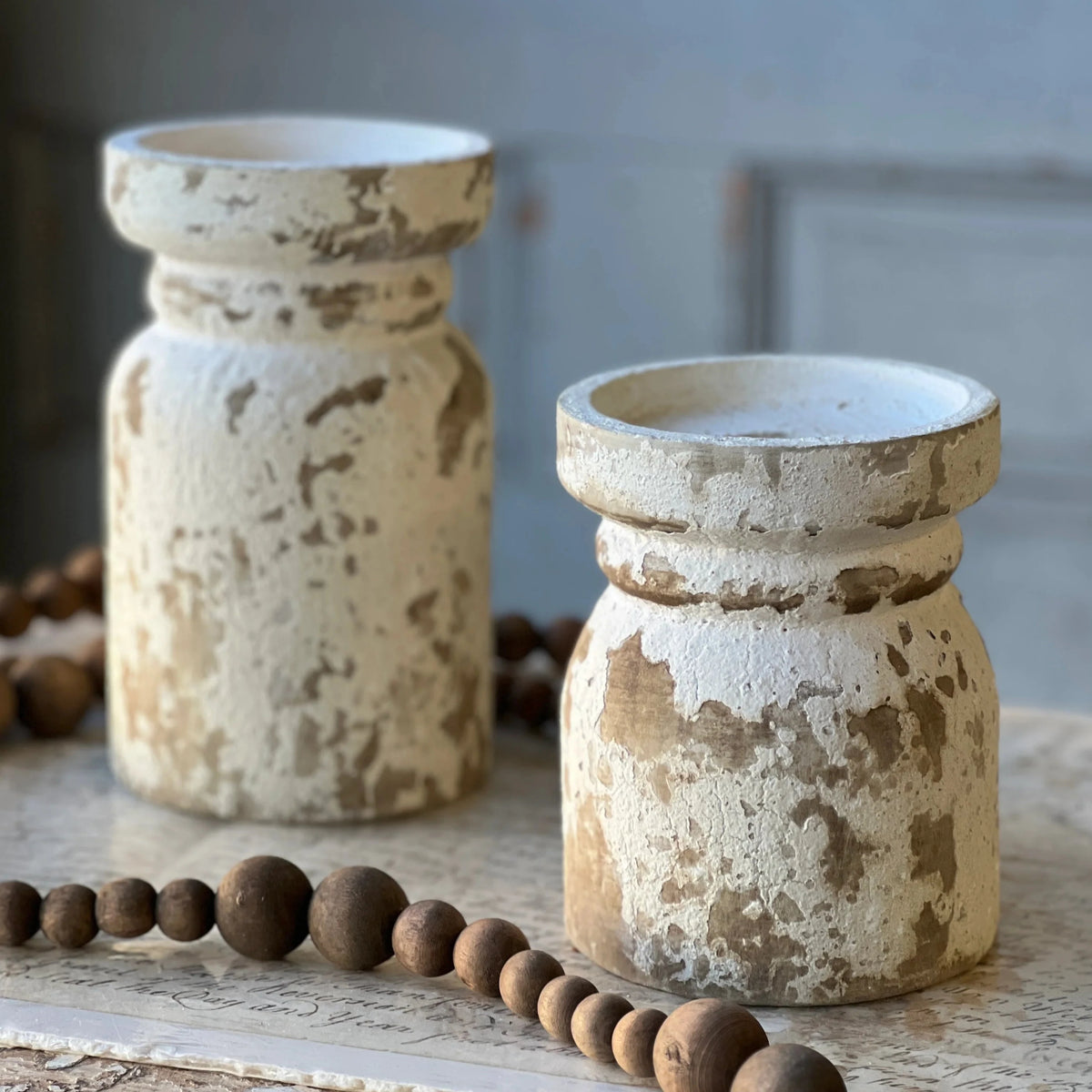 Distressed Farmhouse Candle Holder | 6-8&quot;