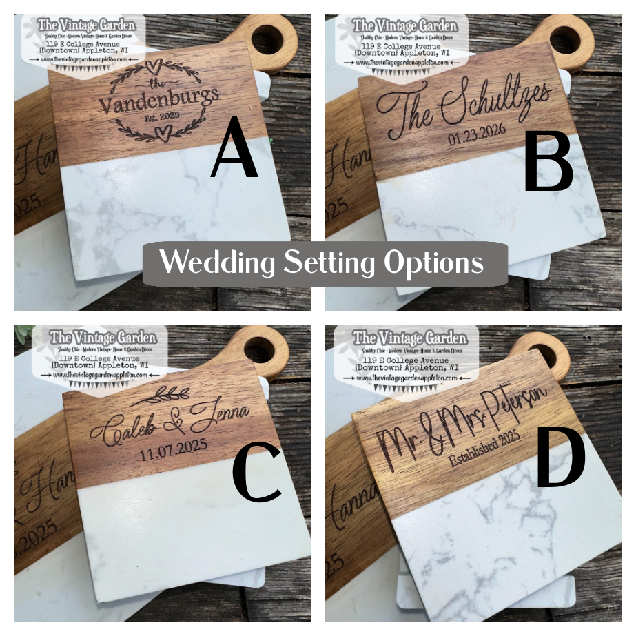 Wedding Gift | Custom Wood & Marble Cutting Board | Coasters
