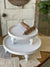 White Distressed Round Riser | Wood