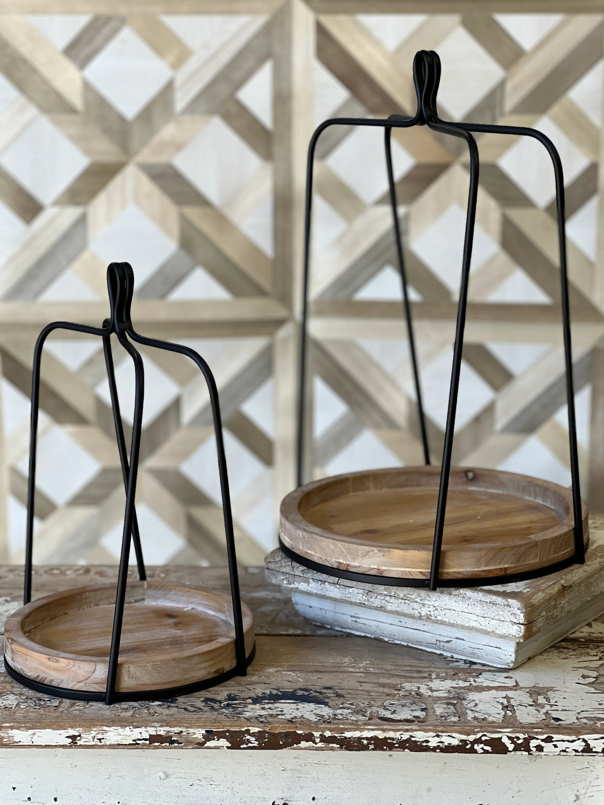 Wood &amp; Metal Lantern | Round Base