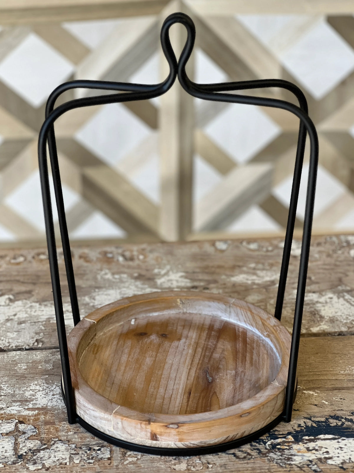 Wood &amp; Metal Lantern | Round Base