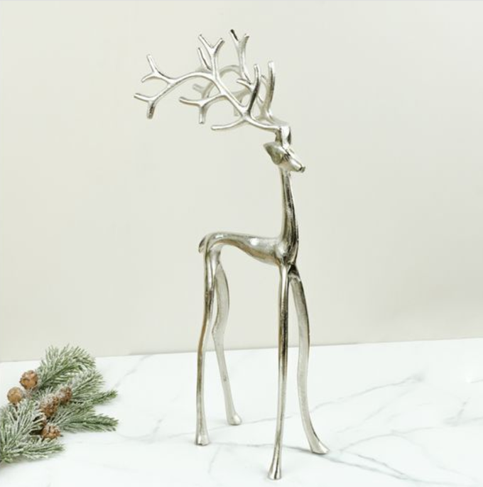 Whimsical Deer | Tall Silver | Metal