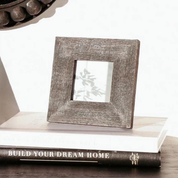 Wood Photo Frame | Distressed Black | 4x4&quot;