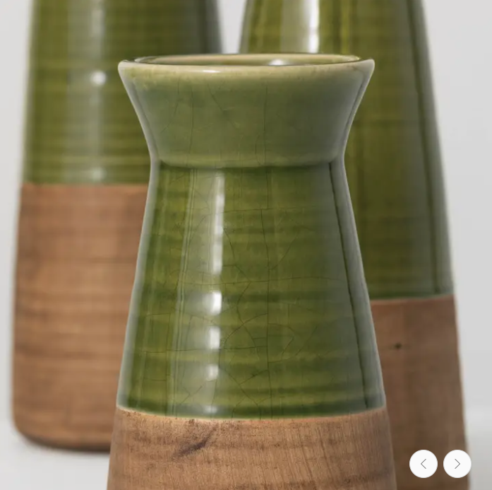 Two-Toned Green Bottle Vase | 5-10"