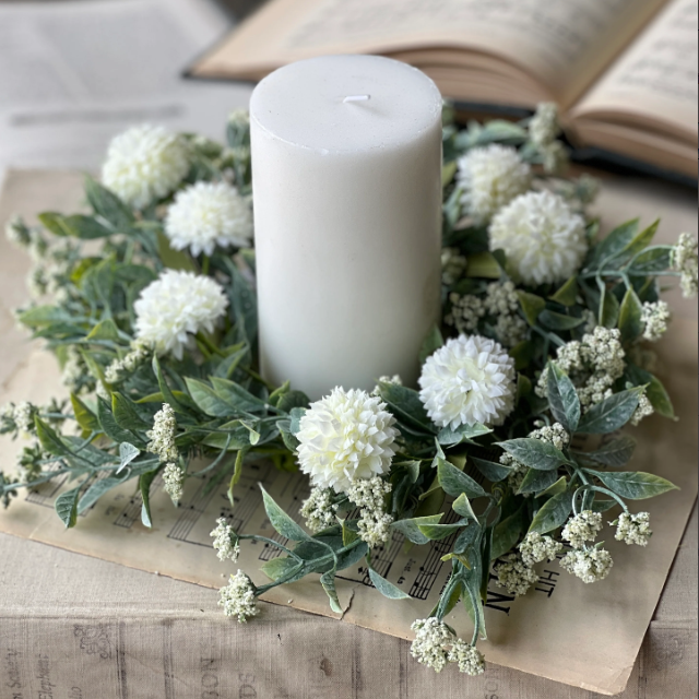 Wicklow Blooms Candle Ring | 10" | Cream