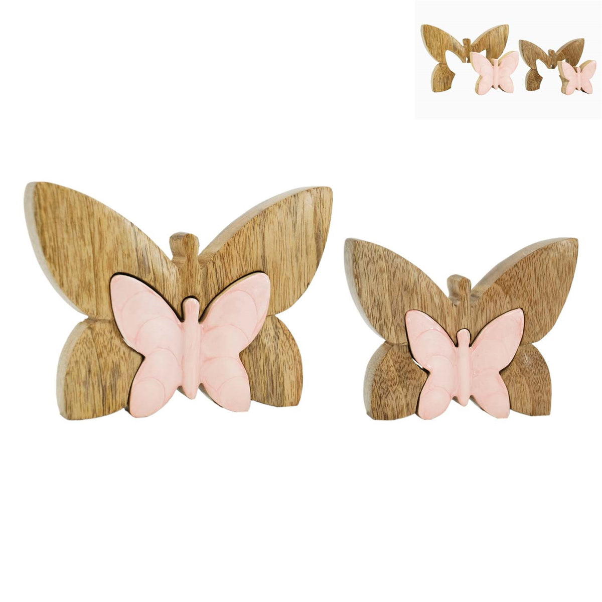 Pink Butterfly Cutout Sitter | Wood