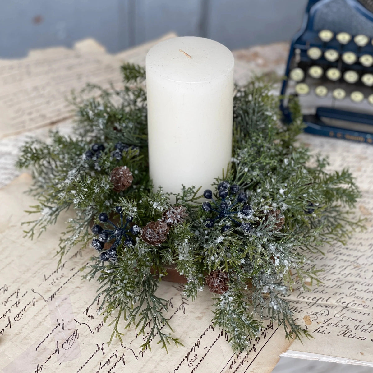 Frosted Berry Candle Ring | 11&quot;