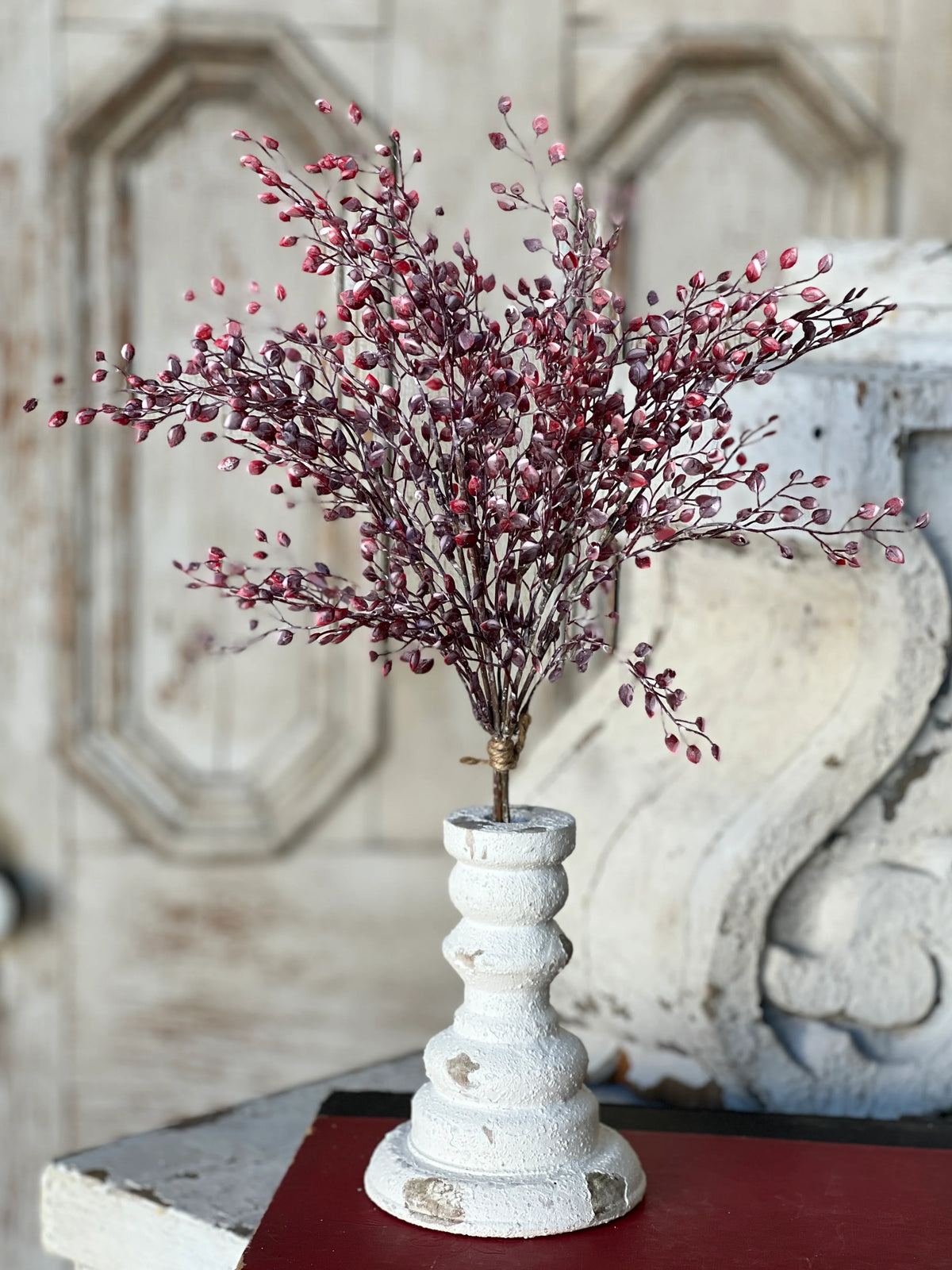 Snowy Crimson Leaves Stem | 15&quot;