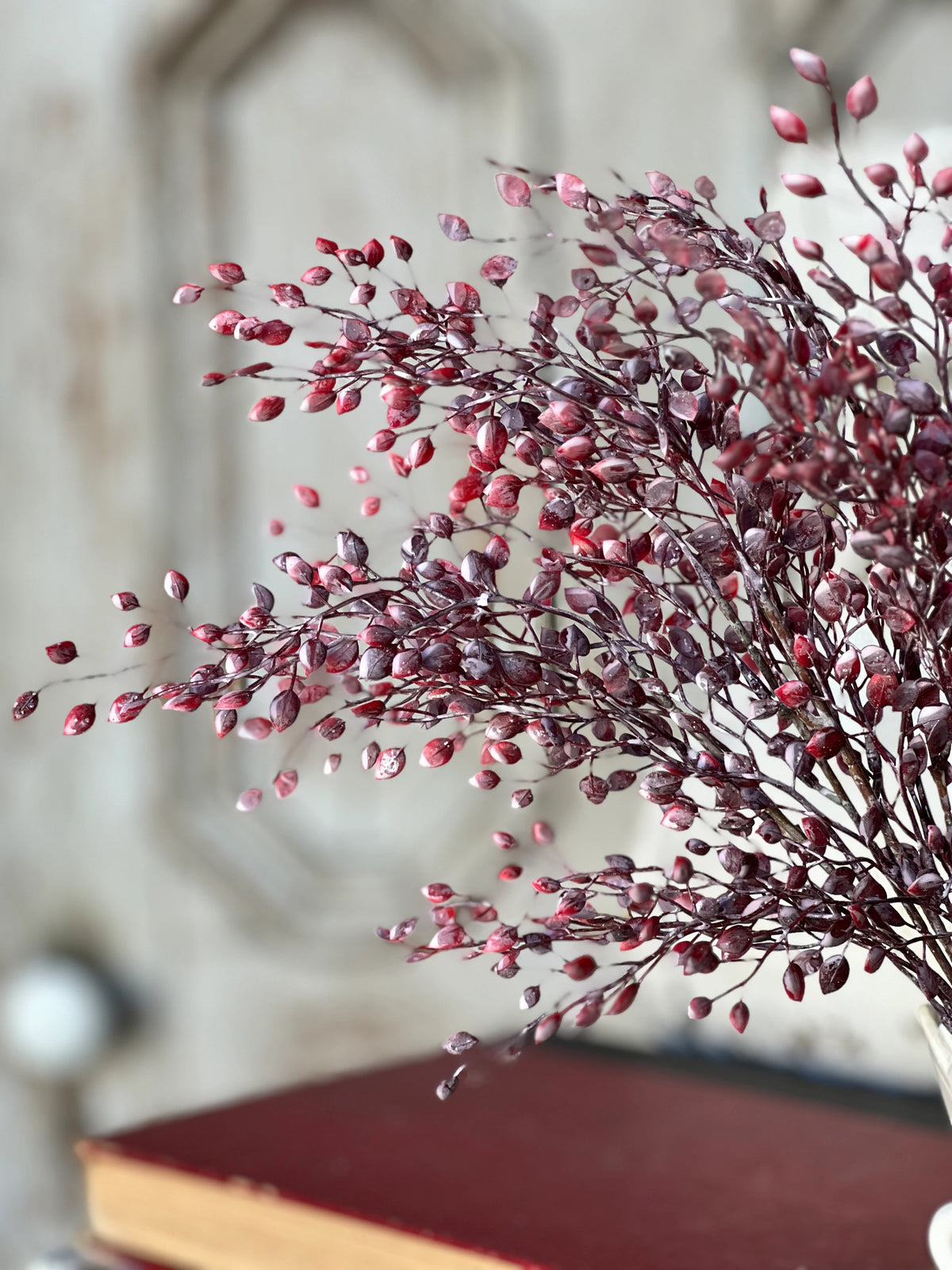 Snowy Crimson Leaves Stem | 15&quot;