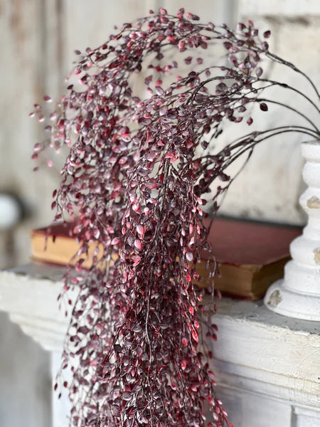Snowy Crimson Leaves Hanging Vine | 35&quot;