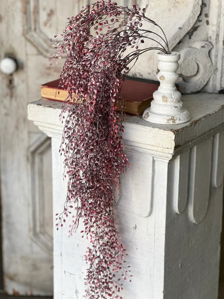 Snowy Crimson Leaves Hanging Vine | 35"