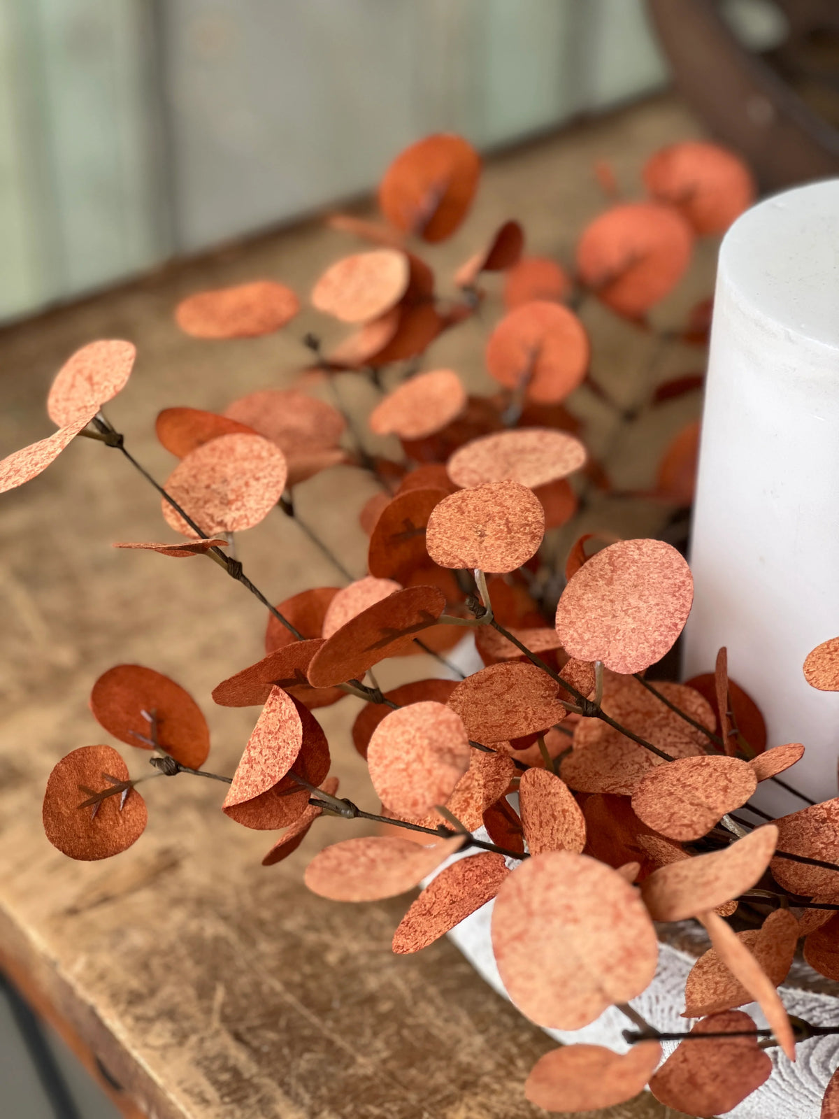 Harvest Eucalyptus Penny Leaf Ring | Burnt Orange | 16&quot;