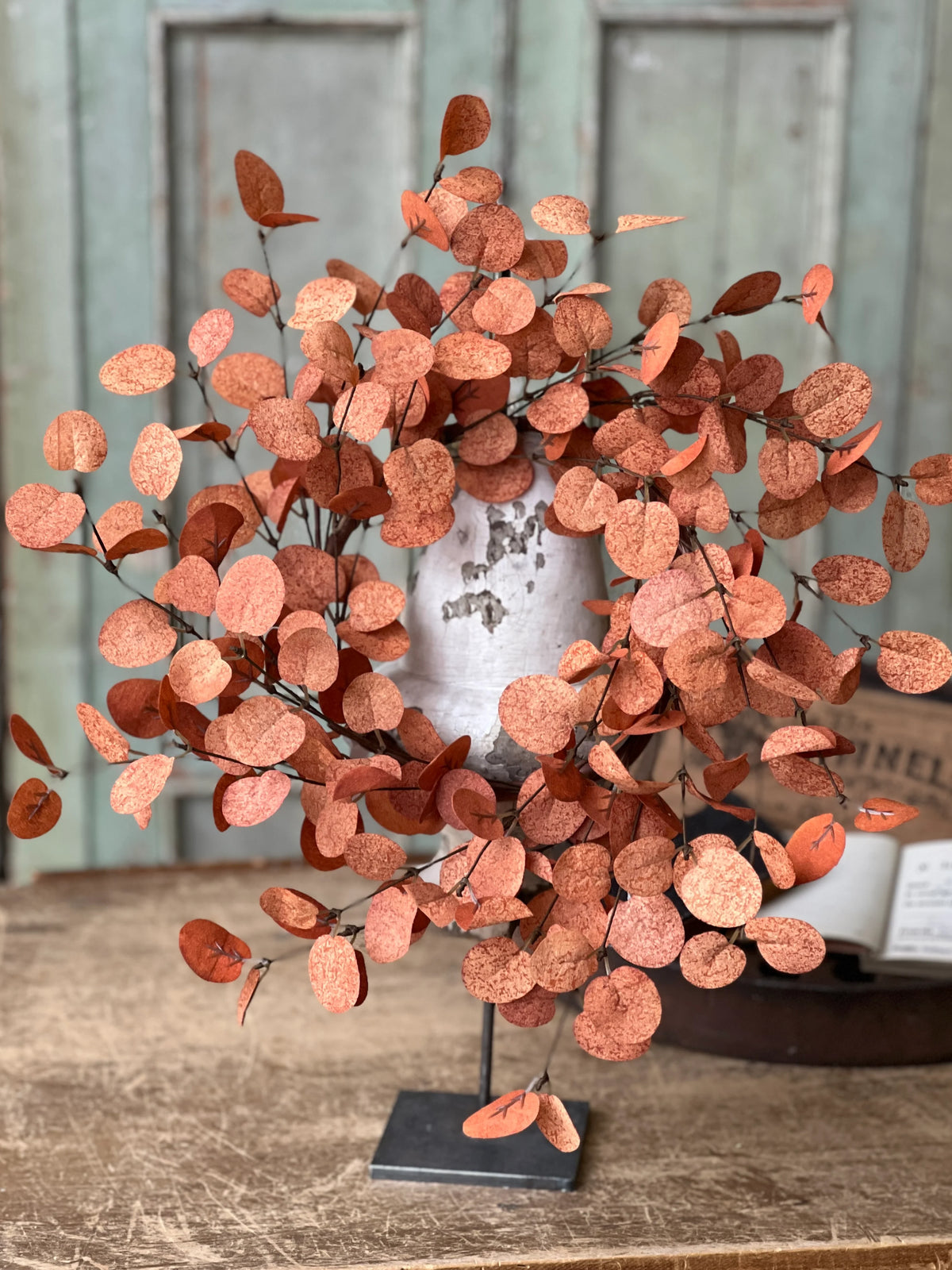 Harvest Eucalyptus Penny Leaf Ring | Burnt Orange | 16&quot;