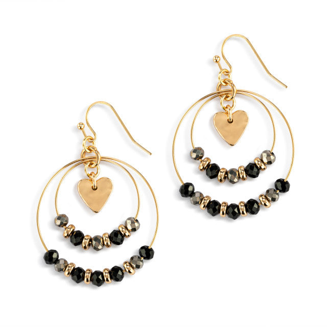 Your Journey Beaded Love Earrings | Black