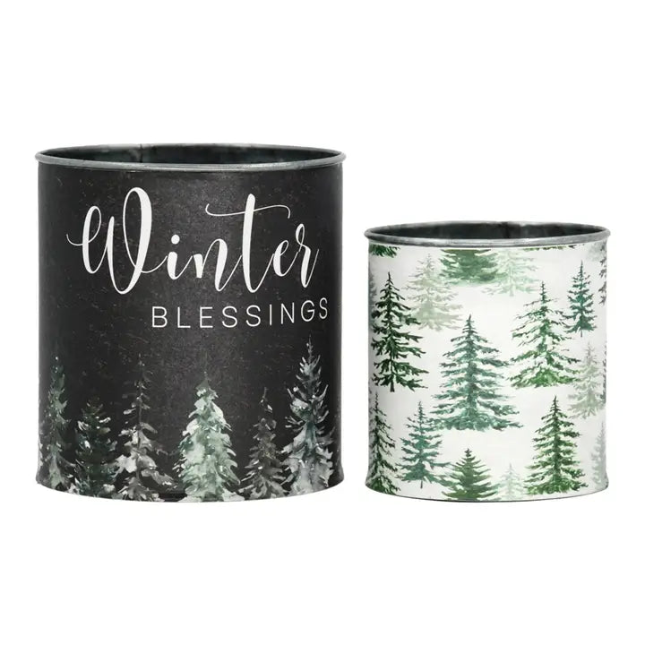 Winter Blessings &amp; Pine Tree Bucket | Metal