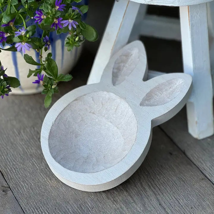 Bunny Tray | Whitewashed Wood