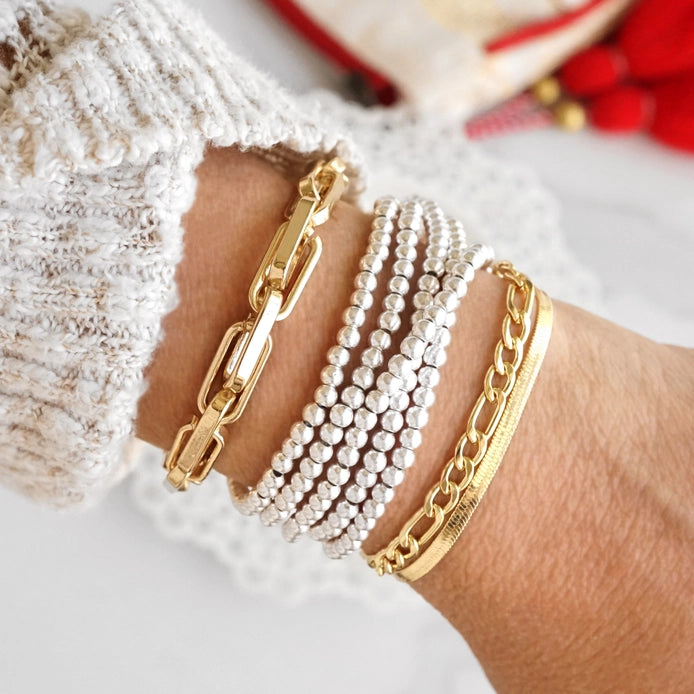 Stacked Beaded Bracelet Set | Silver, Gold or Mixed