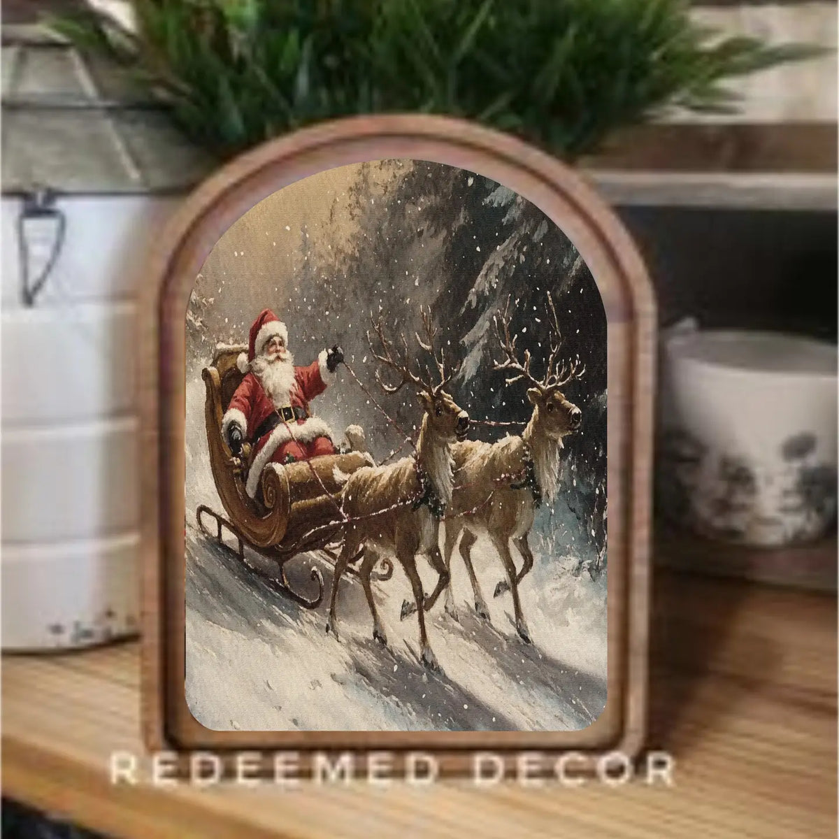 Santa Sleigh | Arched Art