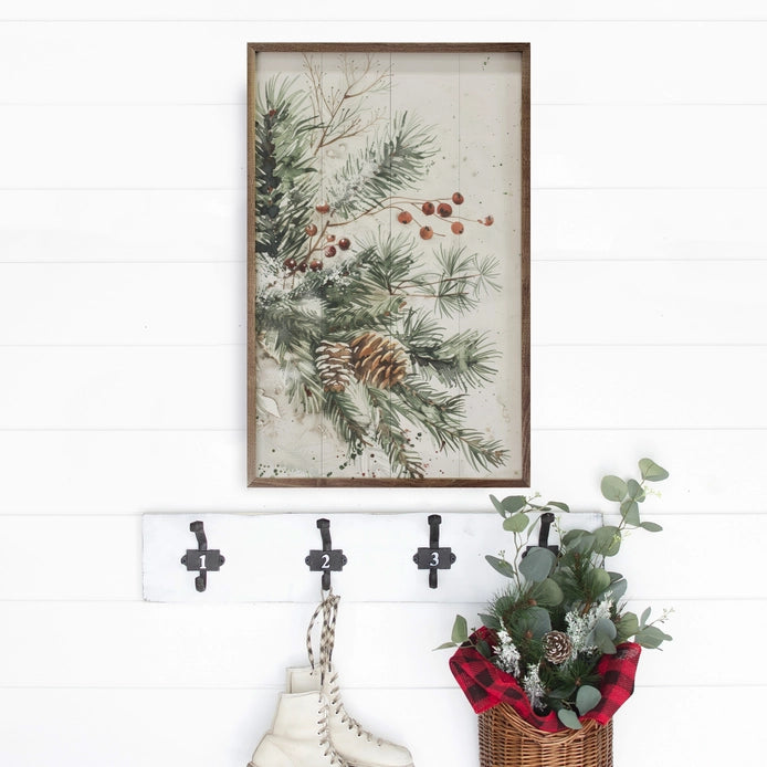 Winter Pine &amp; Berries | Wall Art