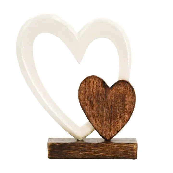 Double Heart Sitter | Wood &amp; Metal