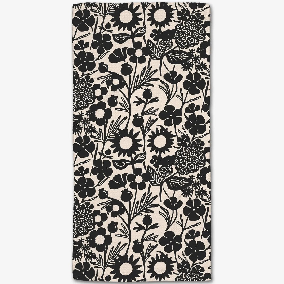 Geometry Kitchen Bar Towel | Black Flower Garden