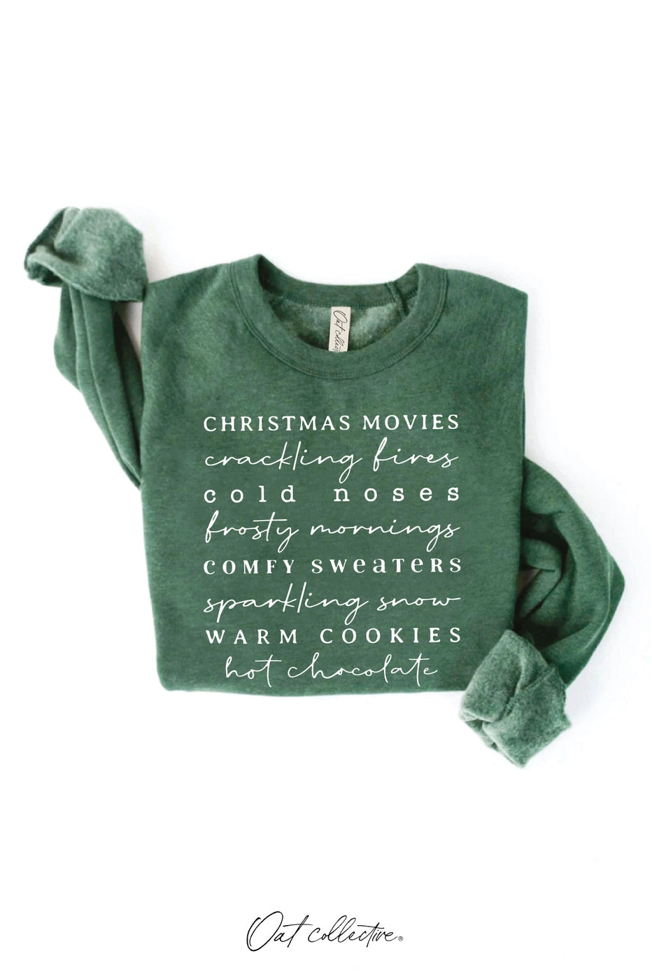 Winter Words Graphic Sweatshirt | Heather Forest Green