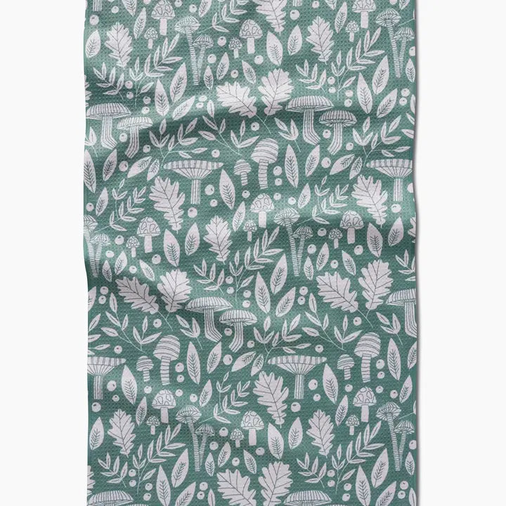 Geometry Kitchen Tea Towel | Mushrooms and Leaves