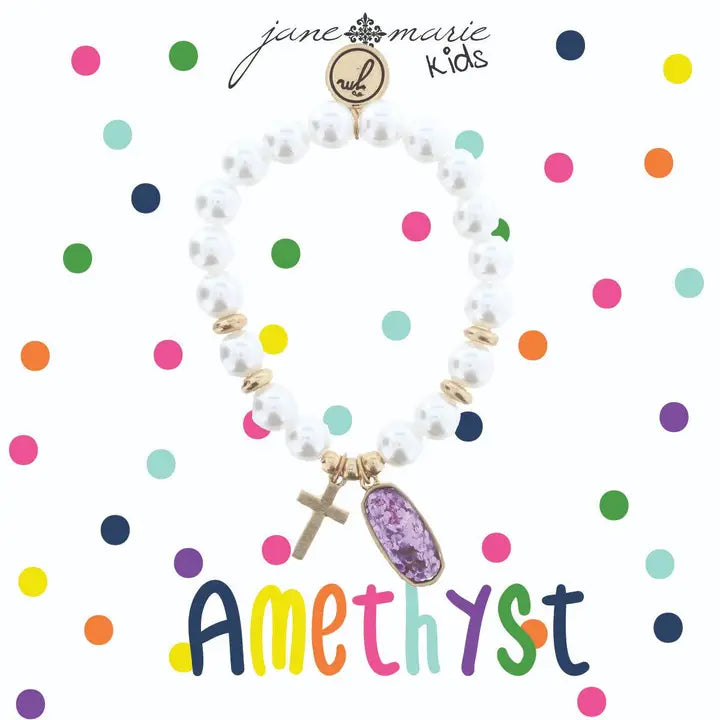 Birthstone, Pearl & Cross | Bracelet | Child's