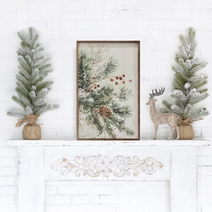 Winter Pine &amp; Berries | Wall Art