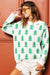 Pearl Beads Tree Sweater | Green & Ivory