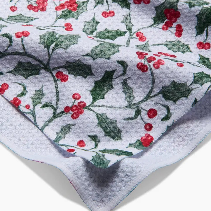 Geometry Kitchen Tea Towel | Christmas Holly