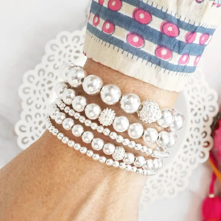 Stacked Sparkle Beaded Bracelet Set | Silver or Gold