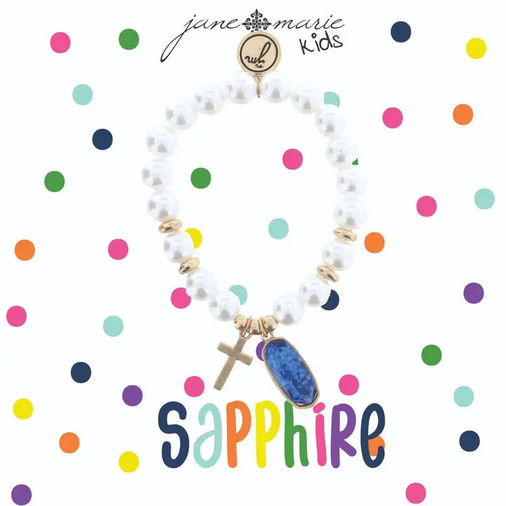 Birthstone, Pearl & Cross | Bracelet | Child's