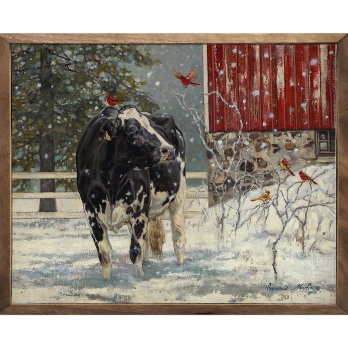 Winter Cow &amp; Barn | Wall Art