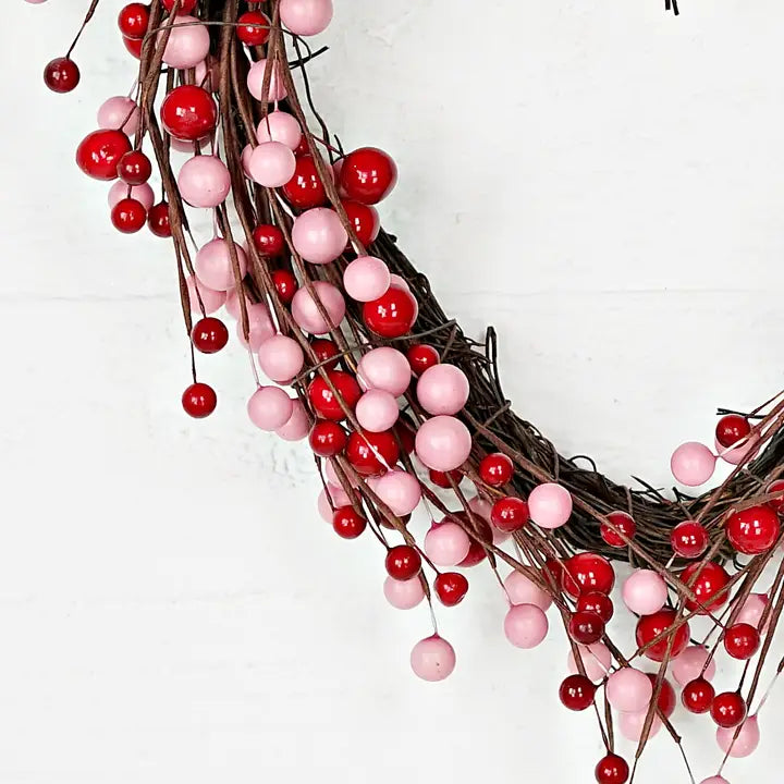 Twigs &amp; Berries Heart Wreath | Red &amp; Pink