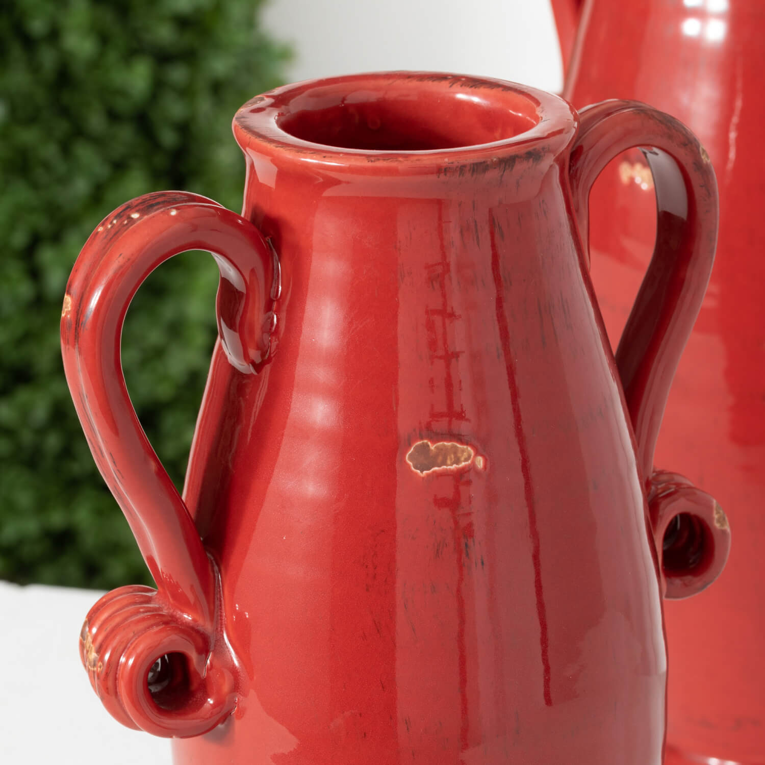 Red Glazed Handled Vase