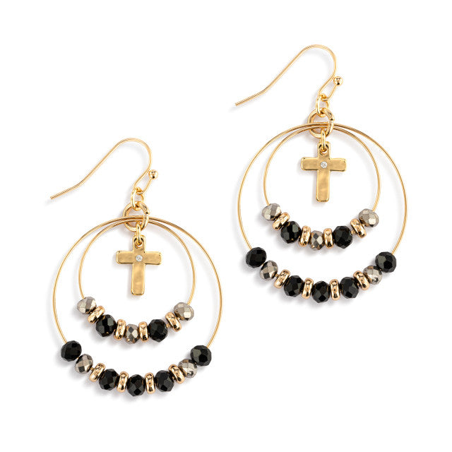 Your Journey Beaded Prayer Earrings | Black