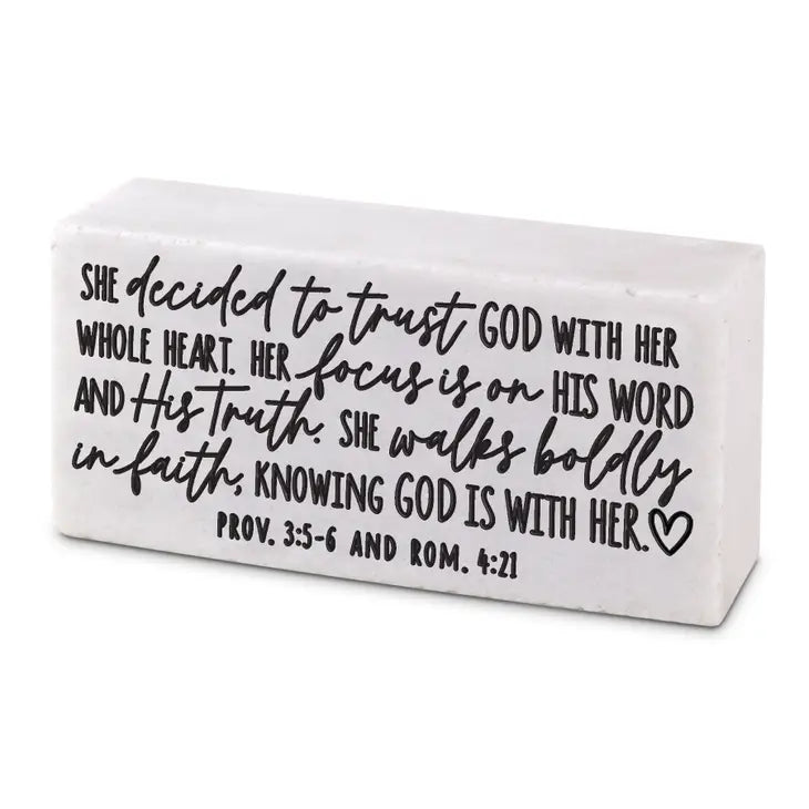 She Trusts God | Scripture Stone Block