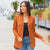 Waffle Knit Button Up Cardigan | Pumpkin